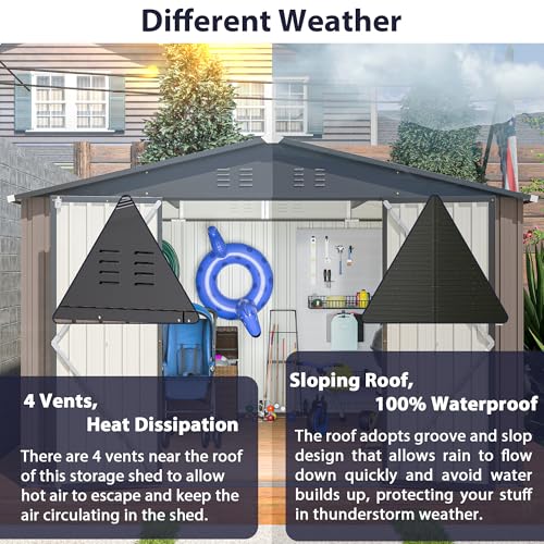Outdoor Storage Shed 6x4 Ft, Heavy-Duty Resin Tool Shed with Lockable Doors Z7258