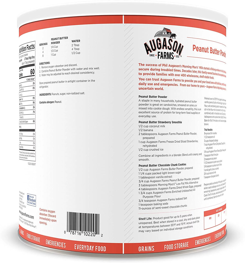 Augason Farms Peanut Butter Powder 2 Lbs No. 10 Can L550476
