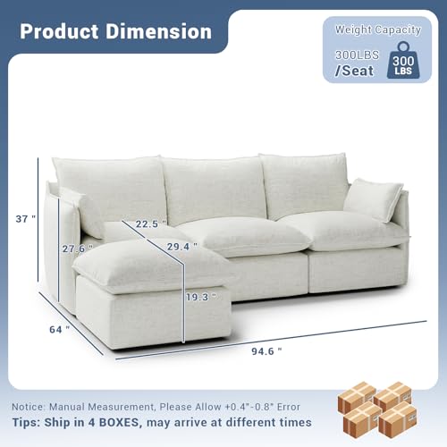 Cloud Modular Sectional Sofa, Waterproof Down Filled, High Backrest 5 Seater, Dark Gray J53470