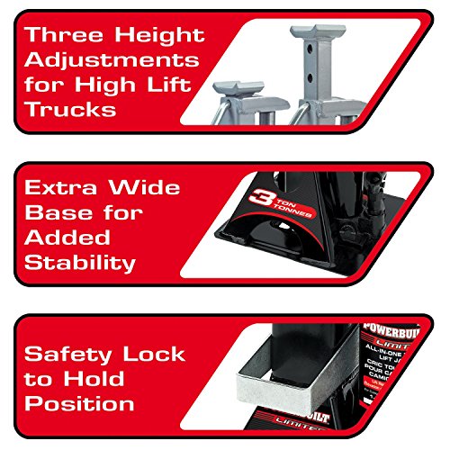 Powerbuilt 3 Ton All-in-One Bottle Jack and Jack Stands, 6000 lb Car Lift J927