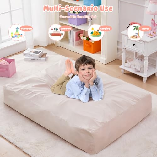Giant Bean Bag Chair for Adults Convertible Bed with Microfiber Cover Charcoal G62613
