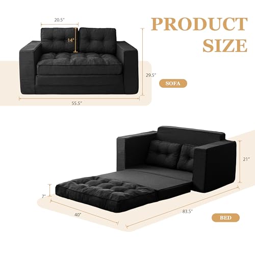 YOSHOOT Loveseat Sleeper Sofa 55" Convertible Sofa Bed Couch with Reclining Backrest W95942