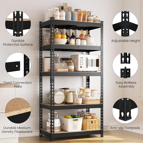 Yaheetech 5-Tier Heavy Duty Garage Shelving Unit, Adjustable Metal Storage Rack, Blue J339478