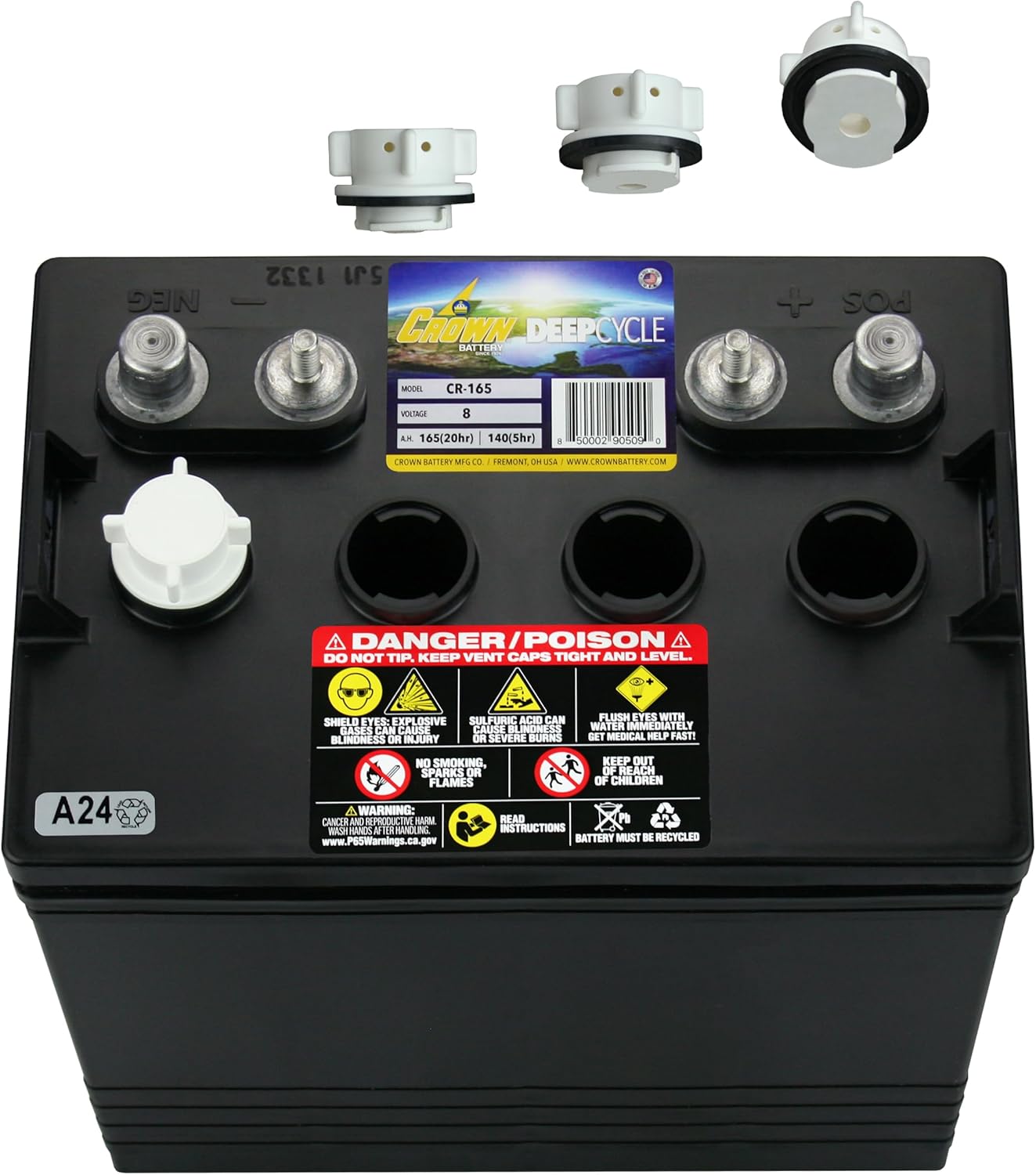 Crown CR-165 8V Deep-Cycle Flooded Battery E9561