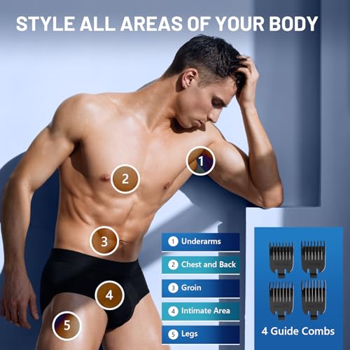 Electric Body Hair Trimmer for Men, Waterproof Ball Shaver with USB Recharge Dock F8511