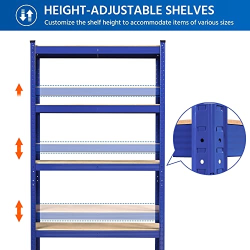 Yaheetech 5-Tier Heavy Duty Garage Shelving Unit, Adjustable Metal Storage Rack, Blue J339478
