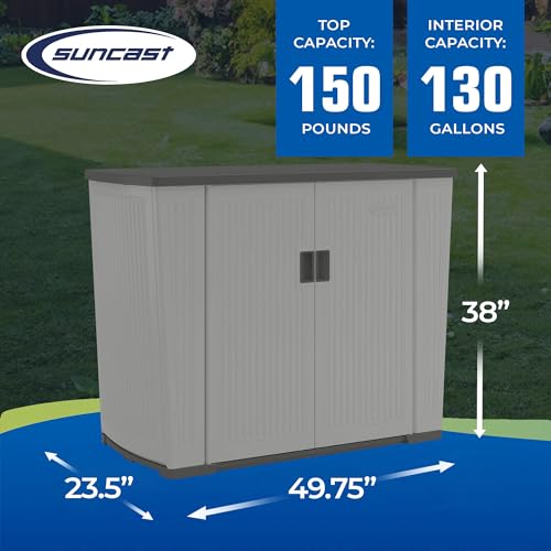 Suncast Outdoor Storage Shed 130 Gallon Dove Gray B88680