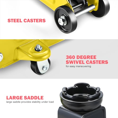 DNA MOTORING Floor Jack 3 Ton Low Profile Heavy Duty Hydraulic Car Jack, Black T11604