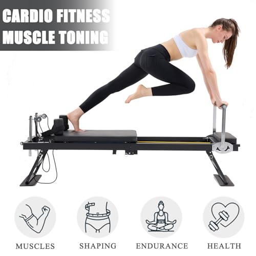 Foldable Pilates Reformer Machine for Home Gym, 250 lbs Capacity R5869