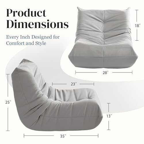 Bean Bag Chair for Adults Suede Microfiber Fireside Floor Chair 3-Seater Beige F151744