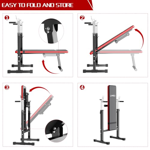 Adjustable Weight Bench with Squat Rack Folding Dip Station for Home Gym M703