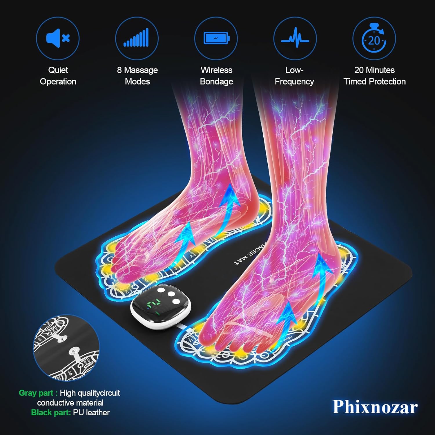 EMS Foot Massager Mat with 15 Modes, Foldable T72351