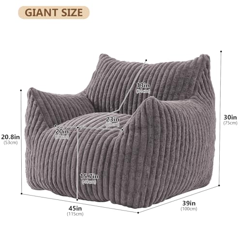 Giant Bean Bag Chair with Filling and Armrests for Adults Teens P241564