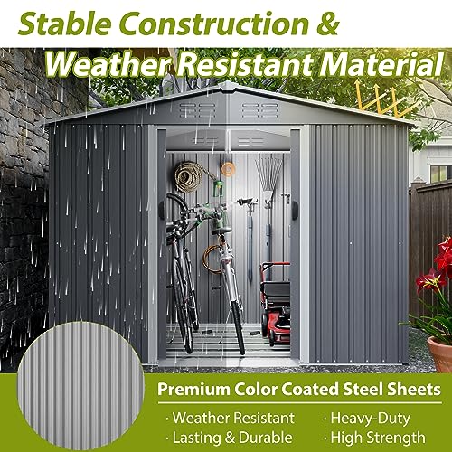 Outdoor Storage Shed 6x4 Ft, Heavy-Duty Resin Tool Shed with Lockable Doors Z7258