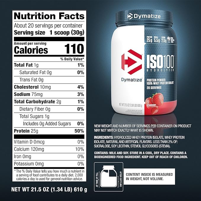 Dymatize ISO100 Whey Protein Powder, Cookies & Cream, 20 Servings E355002