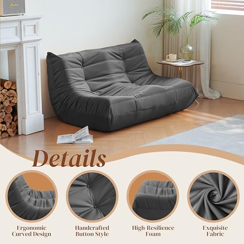 Bean Bag Chair for Adults Suede Microfiber Fireside Floor Chair 3-Seater Beige F151744