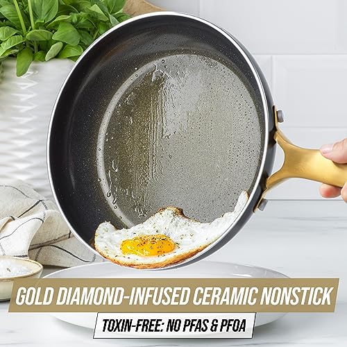 Blue Diamond 20 Piece Cookware and Bakeware Set, Diamond Infused Ceramic Nonstick, Blue J913894