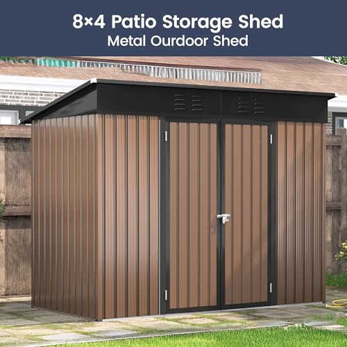 UDPATIO Outdoor Storage Shed 6x6 FT Resin Garden Shed with Lockable Door D90316