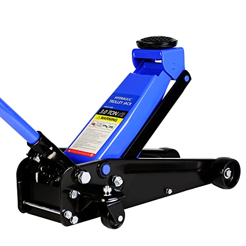 Pvillez Floor Jack, Heavy Duty Hydraulic Low Profile Steel Racing Jack, 2 Ton Capacity Blue H10635