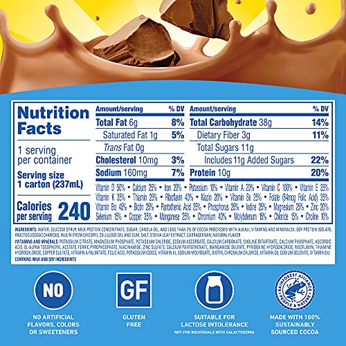 Carnation Breakfast Essentials Ready to Drink with Fiber, Rich Milk Chocolate, 8 FL OZ Carton (Pack of 24) P616078