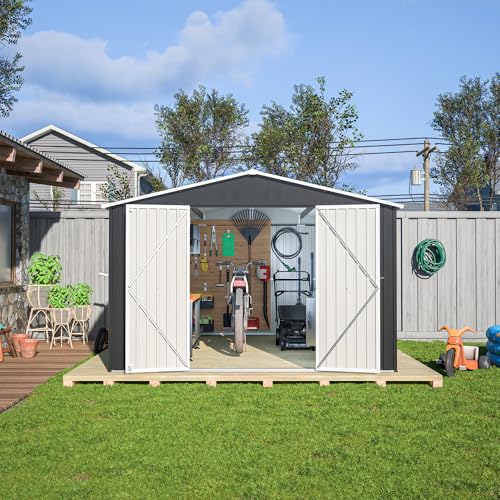 Outdoor Storage Shed 6x4 Ft, Heavy-Duty Resin Tool Shed with Lockable Doors Z7258