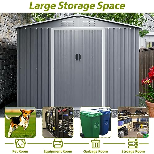 Outdoor Storage Shed 6x4 Ft, Heavy-Duty Resin Tool Shed with Lockable Doors Z7258
