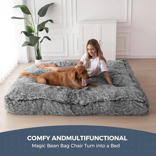 MAXYOYO Giant Bean Bag Chair Bed for Adults, Convertible Floor Sofa G466