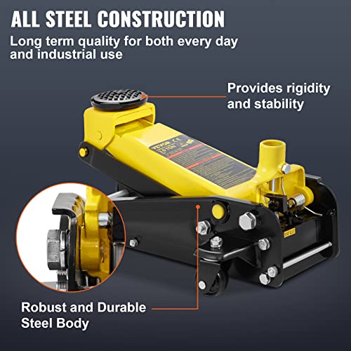 VEVOR 3 Ton Low Profile Floor Jack for All Terrain Vehicles, Heavy-Duty Steel Racing Jack D468548
