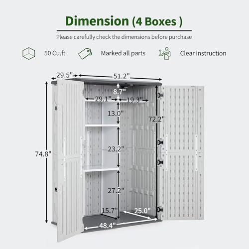 Macrout Plastic Storage Shed 4.3 x 2.5 ft Waterproof Outdoor Cabinet G522