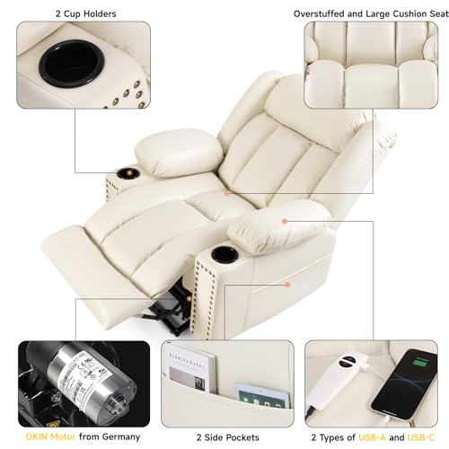 Large Power Lift Chair Recliner for Elderly with Heat and Massage, Dark Brown W500