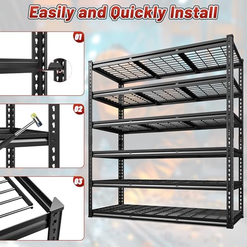 REIBII 60" W Garage Shelving 5-Tier Heavy Duty Metal Storage Shelves B60038