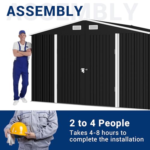 UDPATIO Outdoor Storage Shed 6x6 FT Resin Garden Shed with Lockable Door D90316