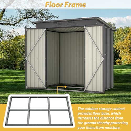 Outdoor Storage Shed 6x4 Ft, Heavy-Duty Resin Tool Shed with Lockable Doors Z7258