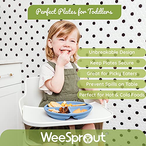 WeeSprout Suction Plates with Lids for Babies & Toddlers, 100% Silicone, 3 Pack S449223