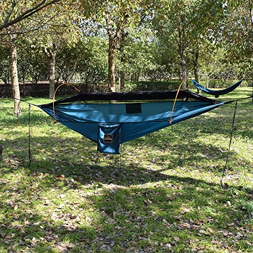 Camping Hammock with Mosquito Net, Lightweight Portable Double with Tree Straps, Blue L9892