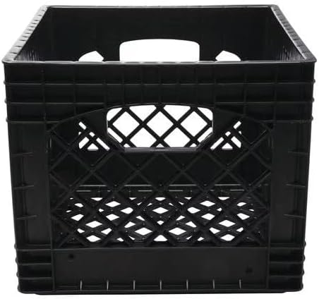 16QT Heavy-Duty Plastic Square Milk Crate, Black R74561