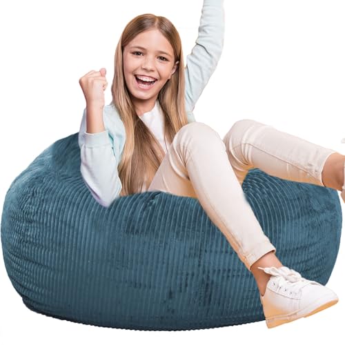 Faux Fur Bean Bag Chair for Adults with Filling, Blue J1419