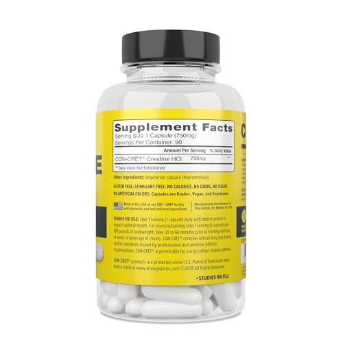 Creatine HCl Capsules for Muscle & Cognitive Support, NSF Certified, 90 ct A242413
