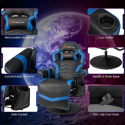 Goplus Massage Gaming Chair, Racing Recliner with Footrest, PU Leather N121