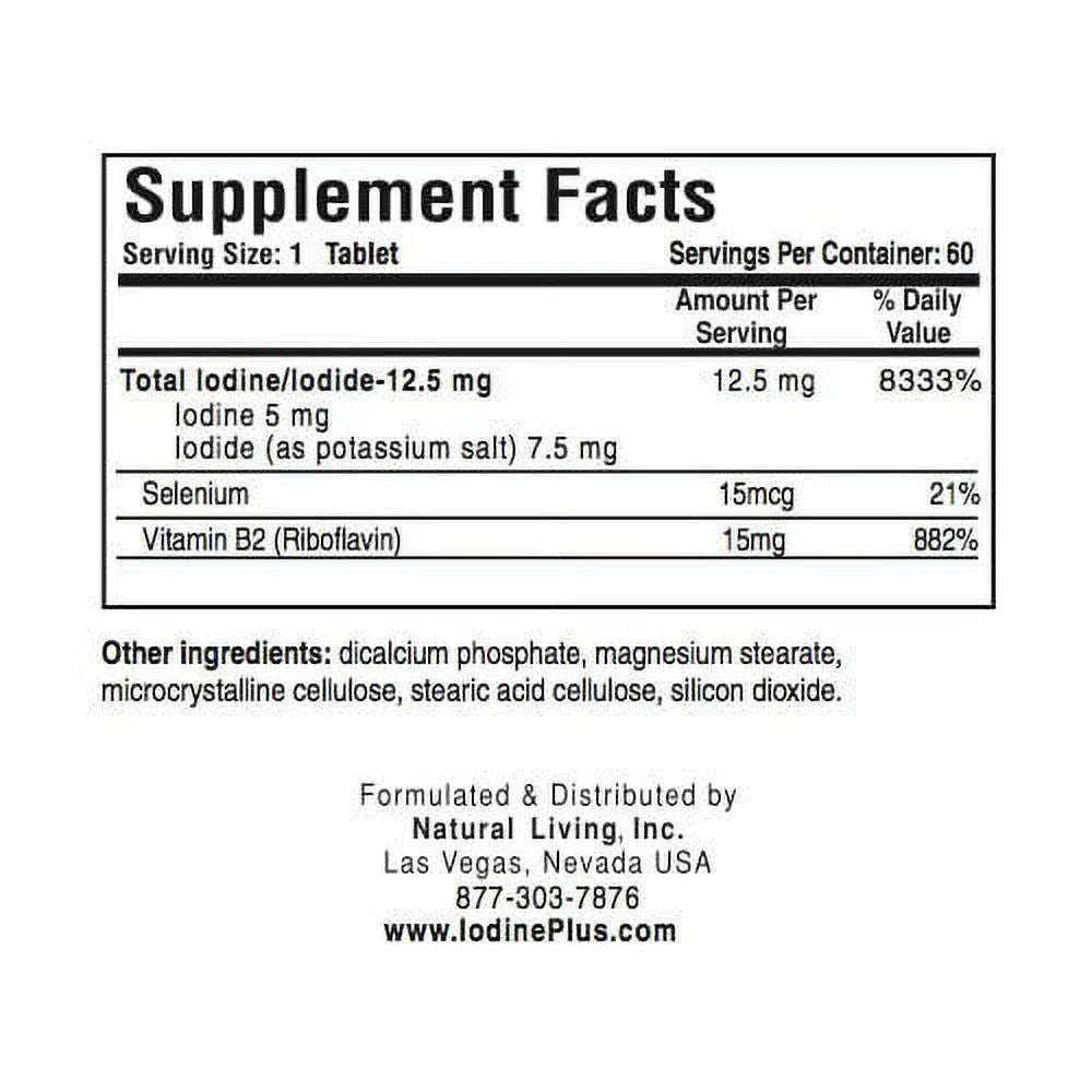 Natural Living Iodine Plus 2 for Low Thyroid, 6 Bottles L154