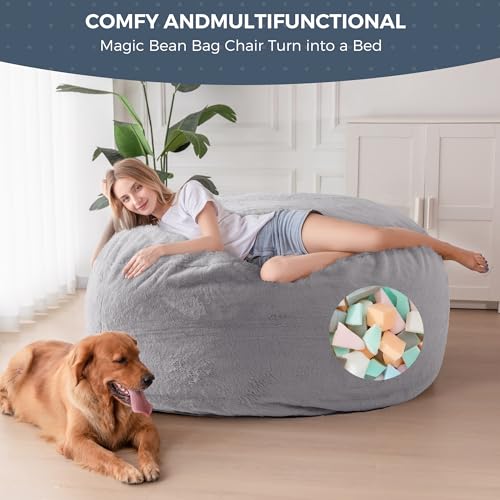 MAXYOYO Giant Bean Bag Chair Bed for Adults, Convertible Floor Sofa G466