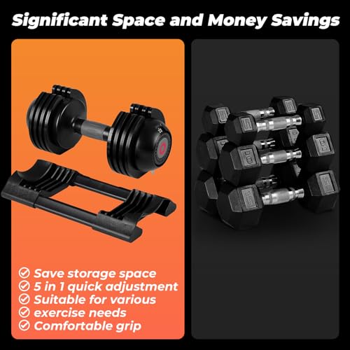 22LB/52LB Adjustable Dumbbells with Anti-Slip Metal Handle K994169