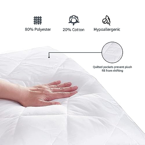 Amazon Basics Hypoallergenic Quilted Mattress Topper Pad, Twin XL, White Q2296