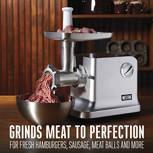 Weston Electric Meat Grinder & Sausage Stuffer, 750 Watt, Stainless Steel Plates Z3185