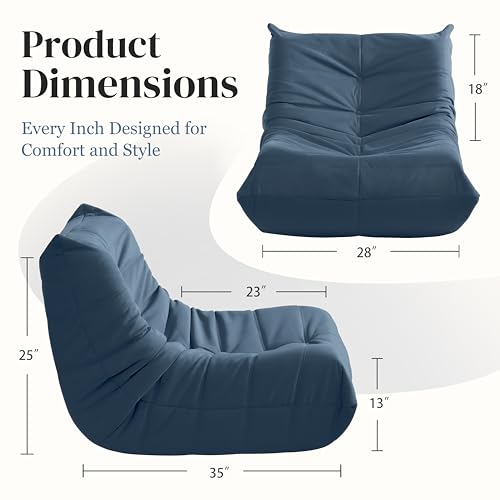 Bean Bag Chair for Adults Suede Microfiber Fireside Floor Chair 3-Seater Beige F151744
