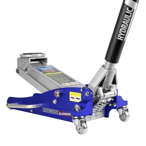 Pvillez Floor Jack, Heavy Duty Hydraulic Low Profile Steel Racing Jack, 2 Ton Capacity Blue H10635