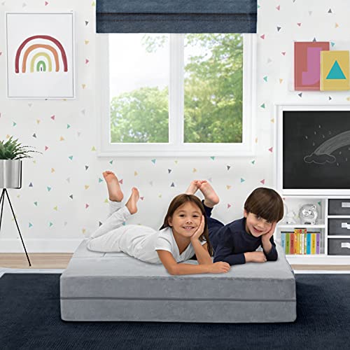 Delta Children Serta Perfect Sleeper Convertible Sofa & Play Set with 2 Ottomans, Grey O22117