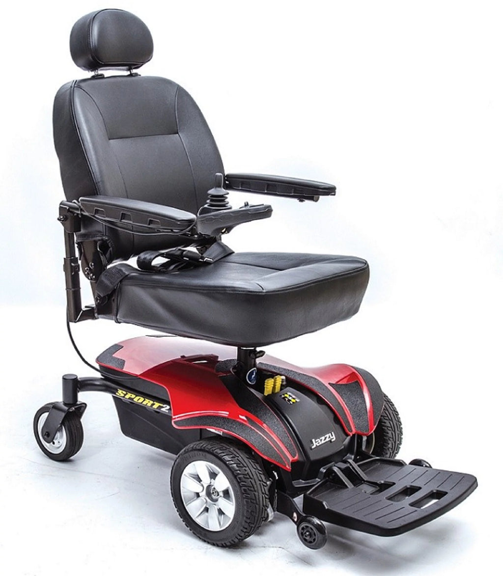 Pride Mobility Jazzy Sport 2 Front-Wheel Drive Power Chair, Jazzy Red S456