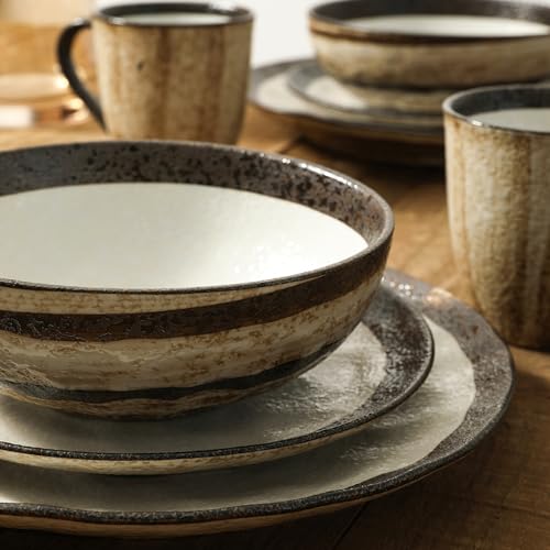 Stone Lain Lucy Porcelain 16-Piece Dinnerware Set, Beige T88818