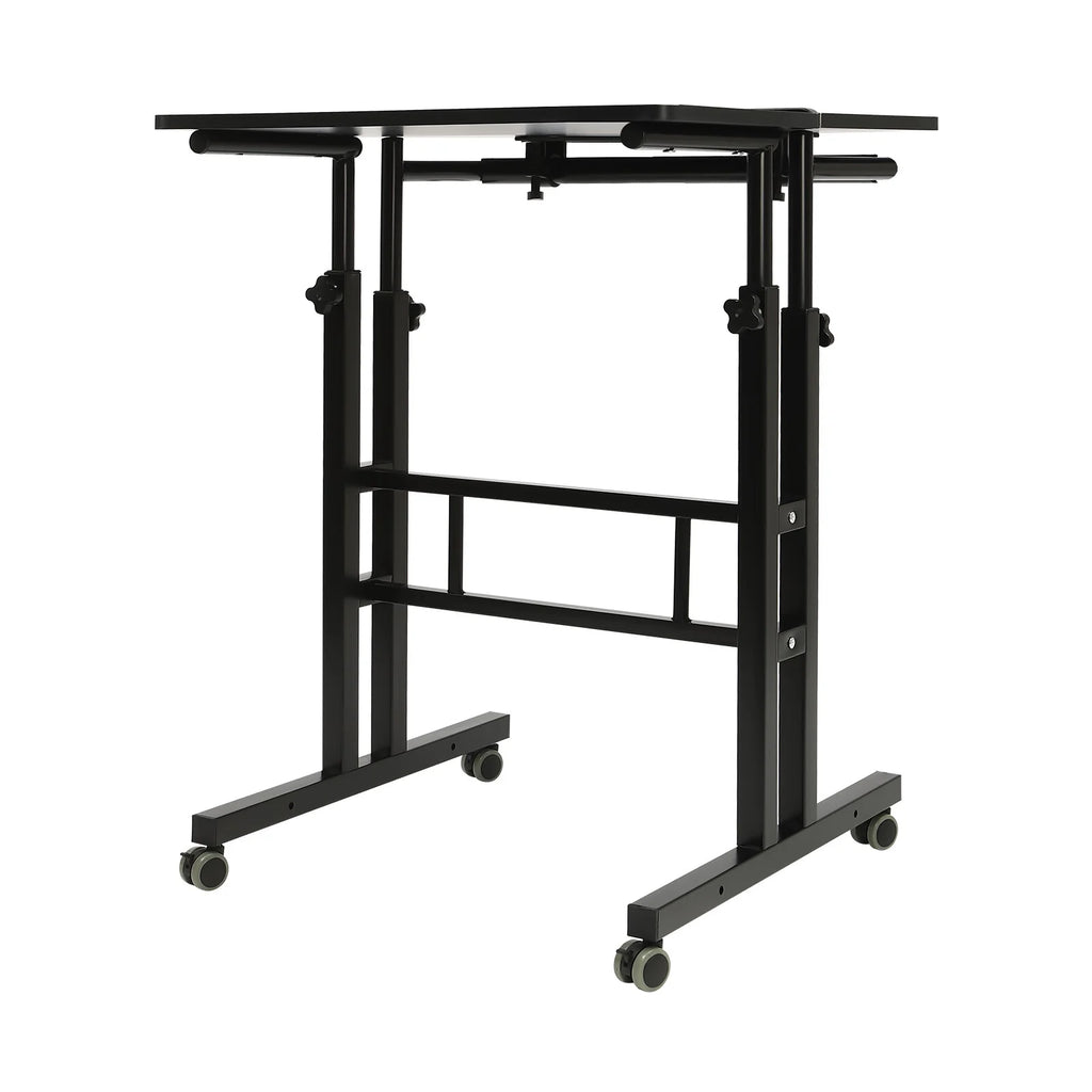Loyalheartdy 24" Mobile Stand Up Desk with Wheels, Adjustable Height, Black L148256